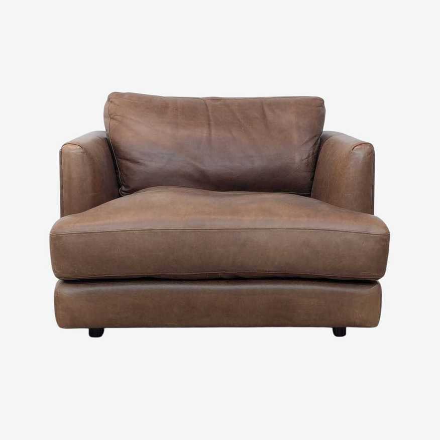 West Elm Haven Leather Chair And A Half - image 0