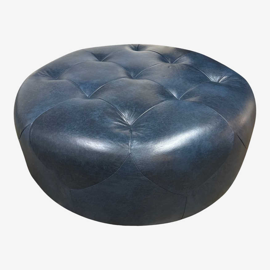 Article Timpani Charme Dark Blue Leather Ottoman - image 0