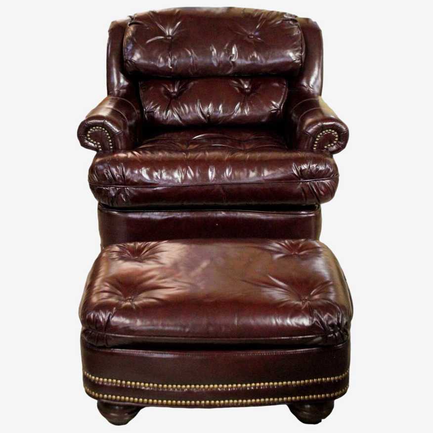 Distinction Leather Mahogany Leather Club Chair & Ottoman - image 0