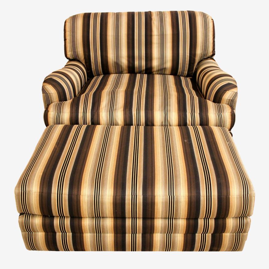Sherrill Striped Oversize Chair w/Ottoman - Kashew