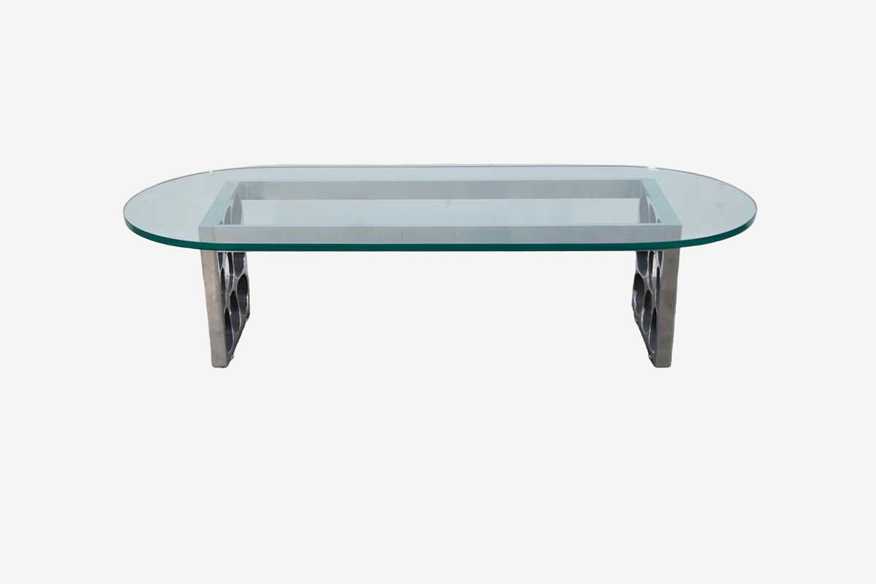Silver & Gold Coffee Table w/ Oval Glass Top - image 0
