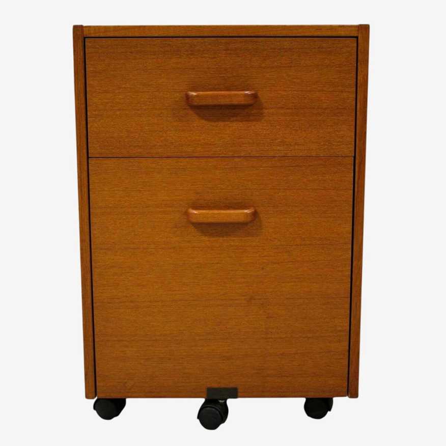 Teak 2 Drawer File Cabinet on Casters - image 0