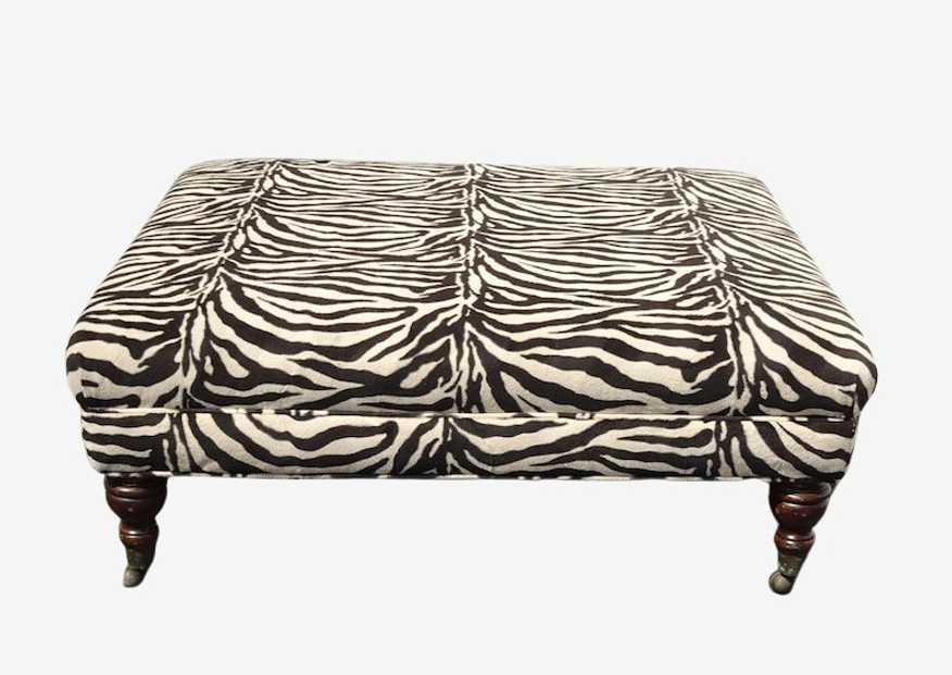 Large 44 x 42 Vintage Spanish Style Zebra Print Ottoman ~ Coffee Table - image 0