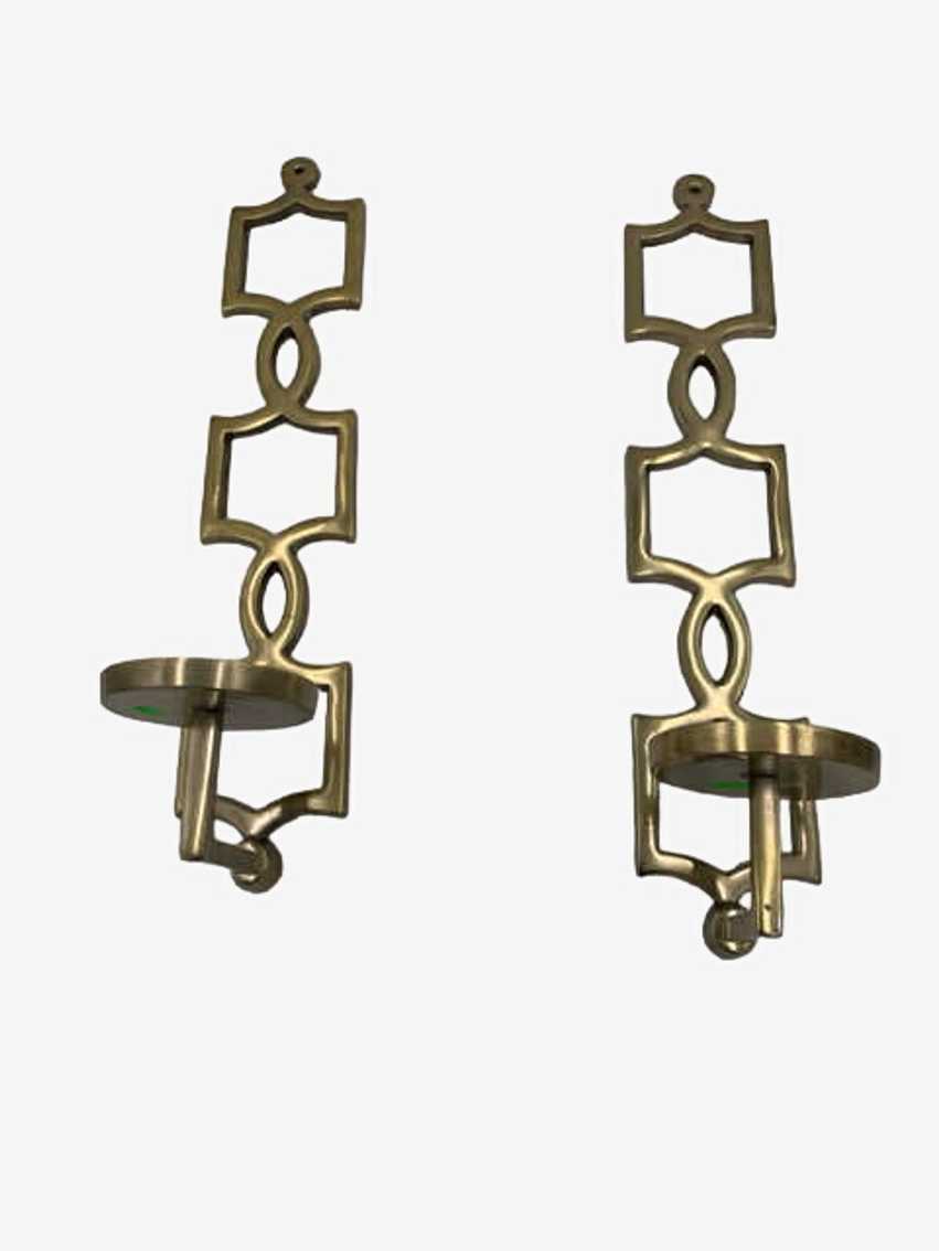Set of 2 Z Gallerie Gold Pillar Candleholder Sconces - image 0