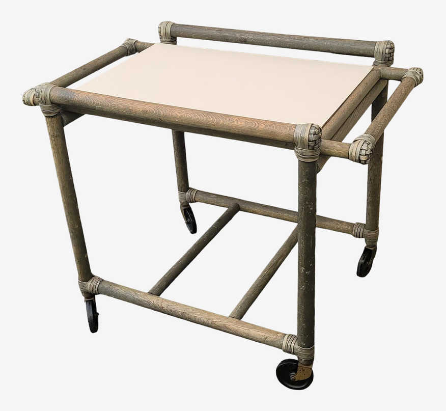Vintage Boho Chic Bar Cart With Detachable Laminate Topped Serving Tray - image 0
