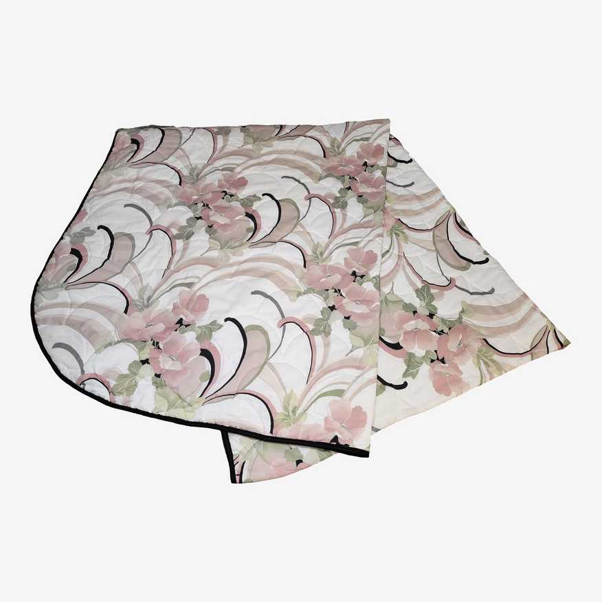 Vintage Queen Sized Art Deco Revival Postmodern Queen Sized Floral Bedspread, Top Sheet, & Extra Fabric in Anastasia Pattern by Springmaid - image 0