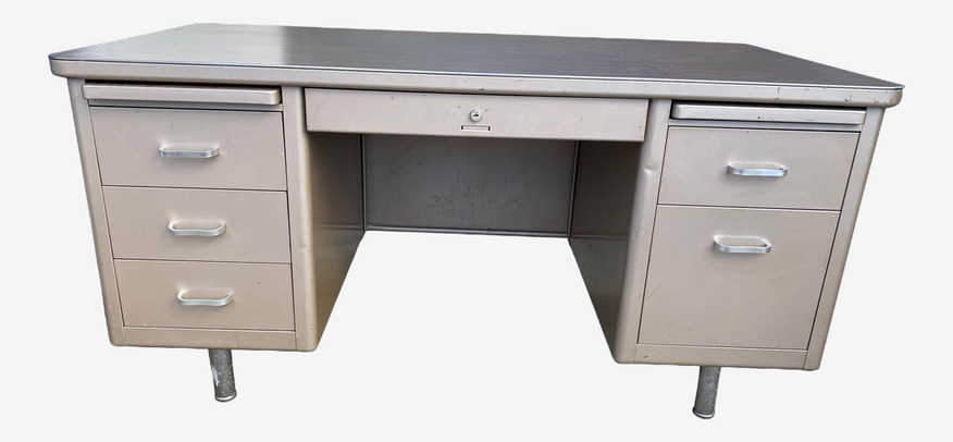 Vintage Steelcase Metal Tanker Desk - image 0