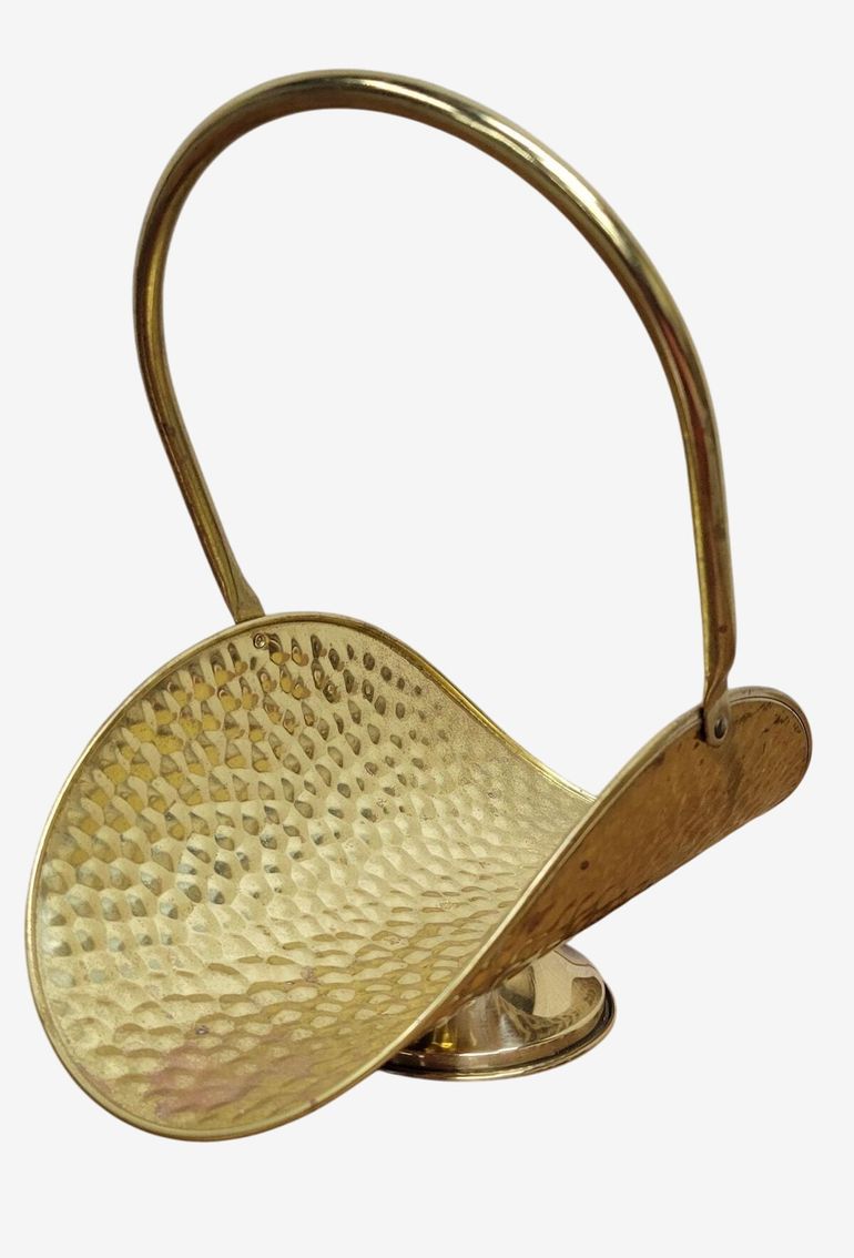 Vintage 1987 Nojhof-Zevenaar Hammered Brass Fireplace Log Holder Made in Holland - image 0