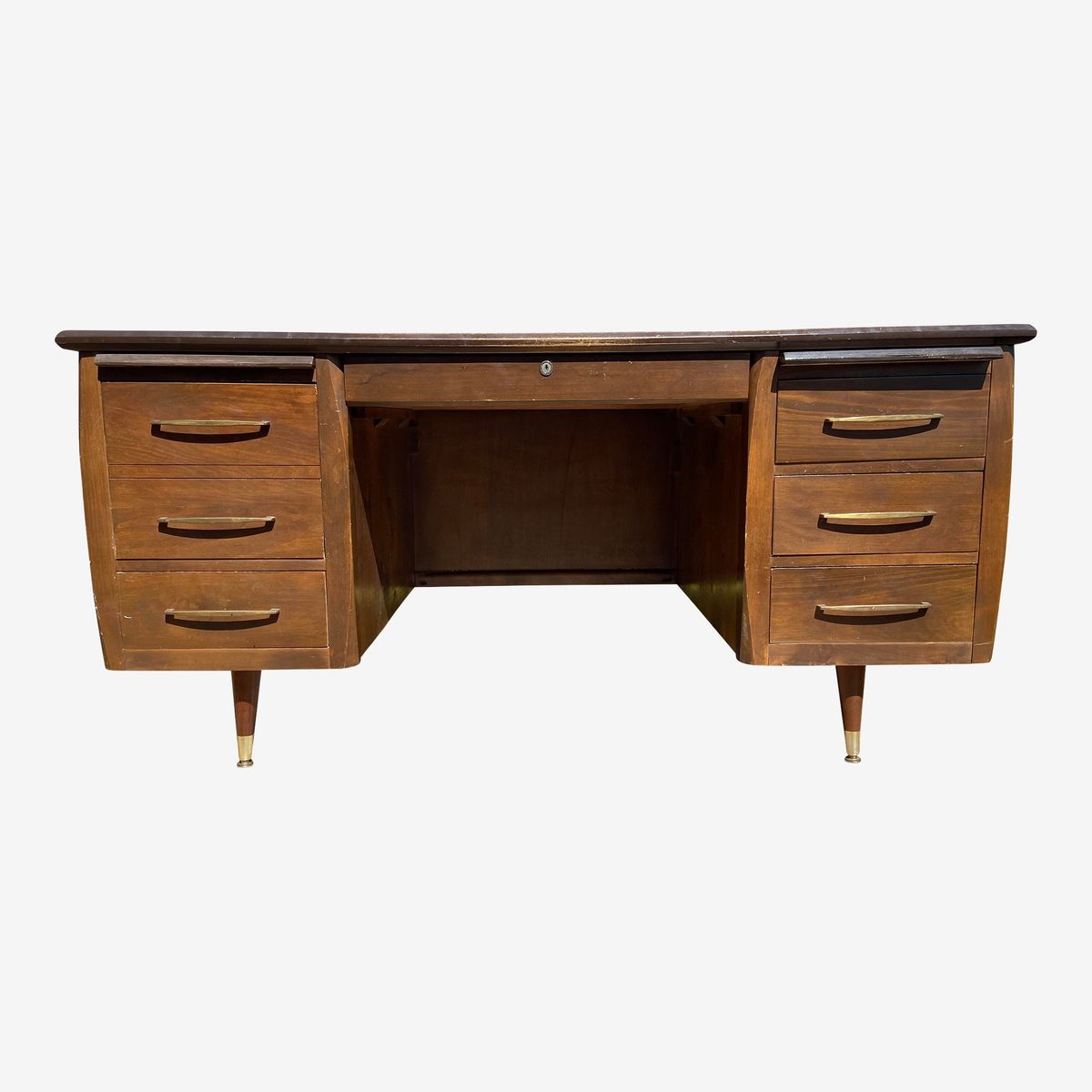 1970s Vintage Mid Century Modern Wood Veneer Desk | Anderson - $599 ...