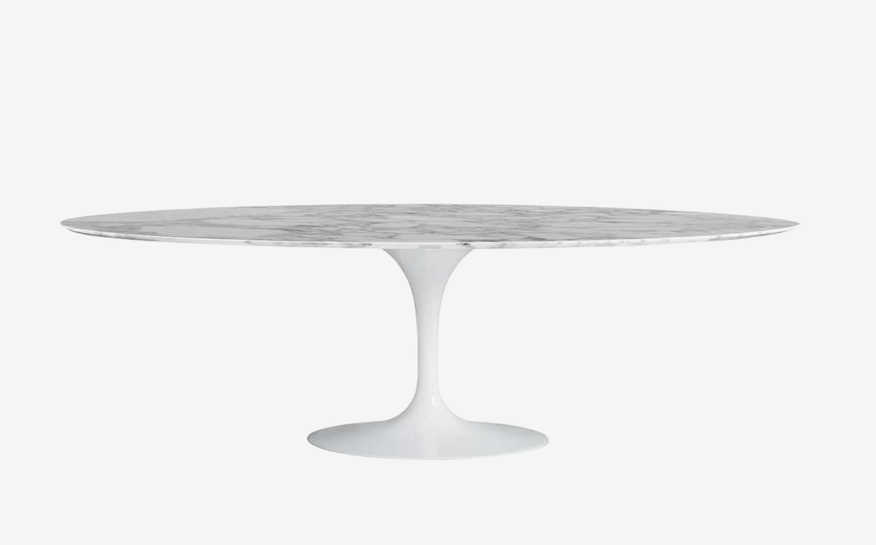 Knoll Tulip Saarinen Dining Table, Oval 96" (White Arabescato Marble) - image 0