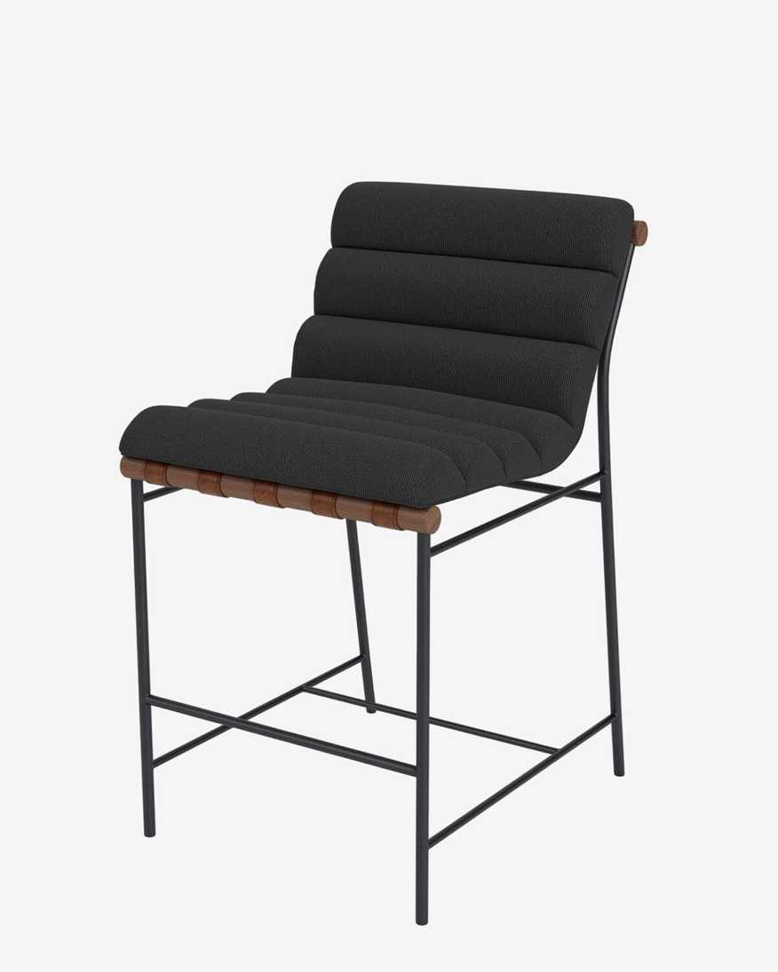 Denver Modern Vail Counter Stool Charcoal Boucle Walnut Metal Frame FFE258-20 - image 0