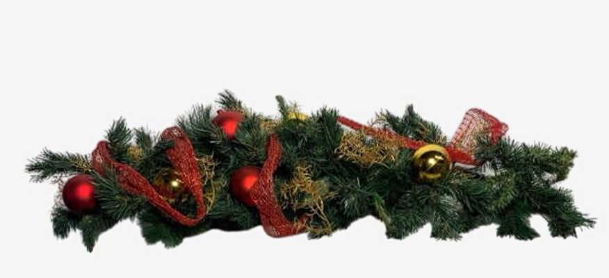 Christmas Greenery Swag with Red & Gold Ornaments - image 0