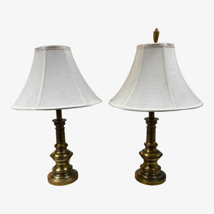 Vintage Stiffel Original Brass Table Lamps, a Pair - image 0