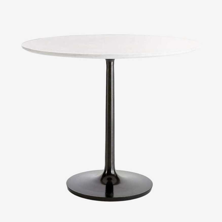 Crate & Barrel Nero 36" White Marble Dining Table with Matte Black Base - image 0