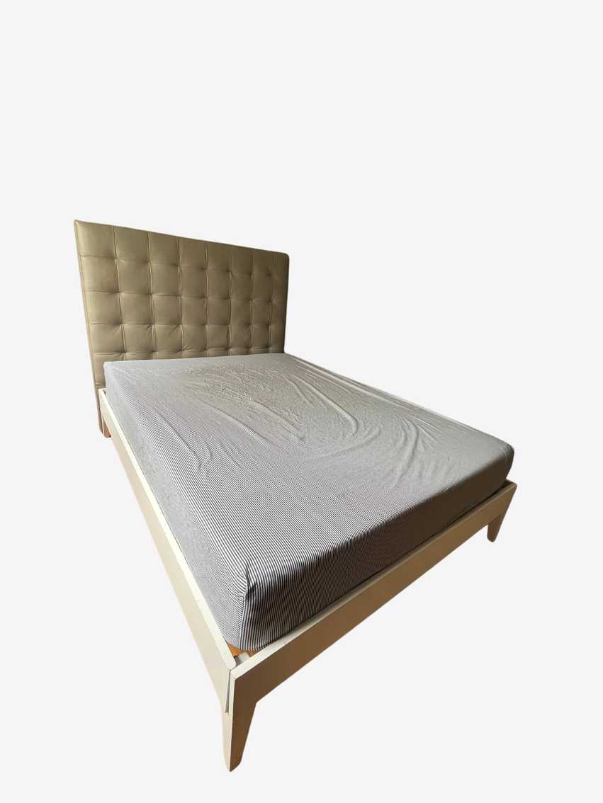 West elm queen gray leather tufted headboard - image 0