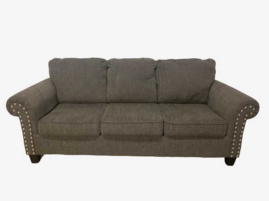 Charcoal Grey Sofa With Silver Nailheads - image 0