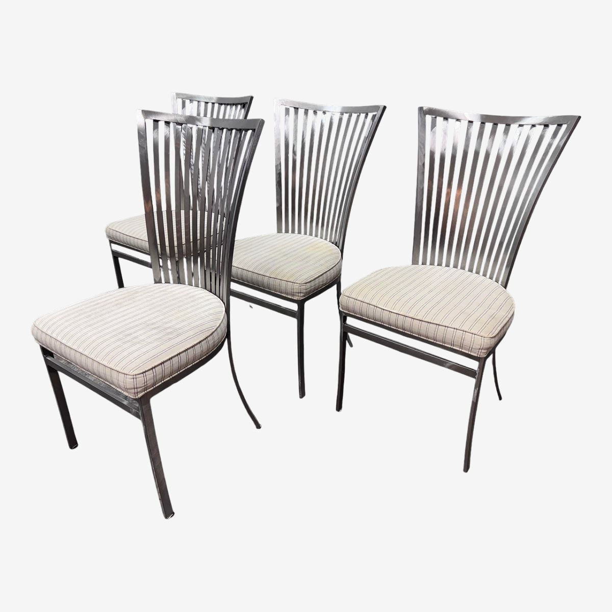 Vintage Shaver-Howard Slatted Back Metal Dining Chairs, Set of