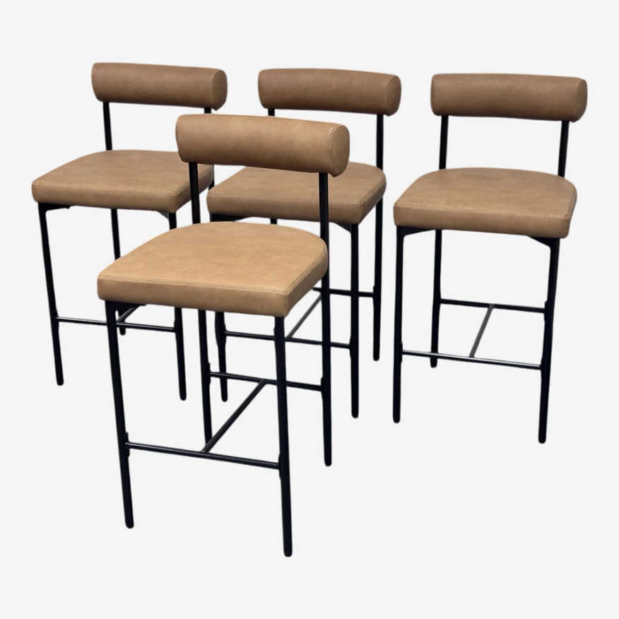 Blufyn Inc Khaki Faux Leather Counter Stools, Set of Four - image 0