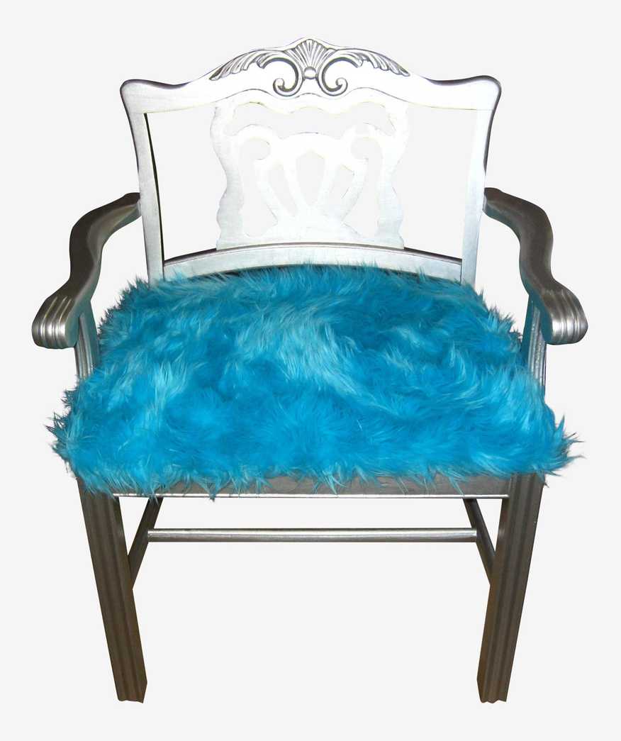 Vintage Turquoise Furry Mod Acrylic Silver Arm Chair Hollywood Retro - image 0