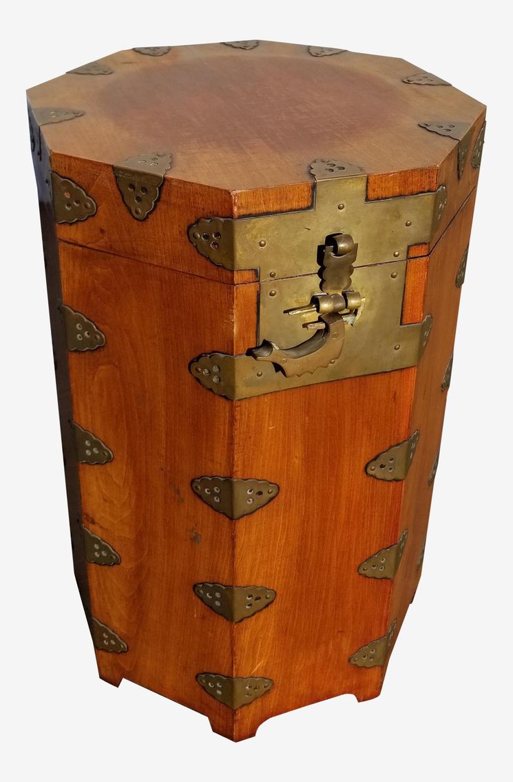 Vintage Oriental Asian Hat Box Storage Box /Stool Made in Korea 1938 - image 0