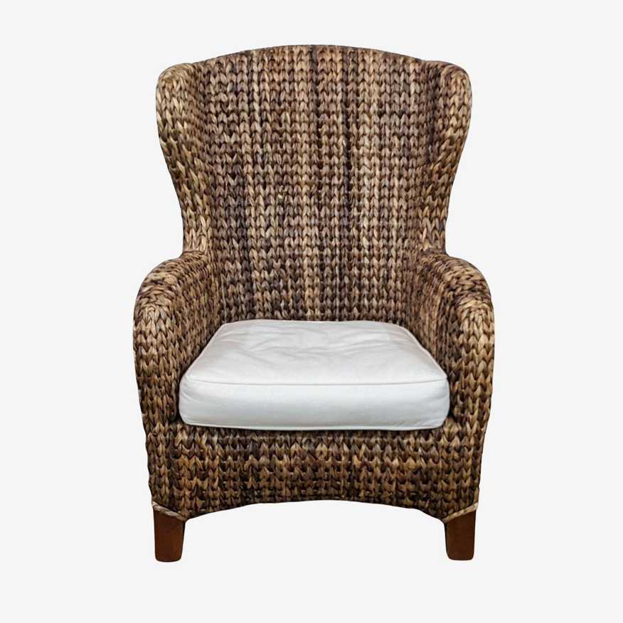 Woven Seagrass Wingback Chair - image 0
