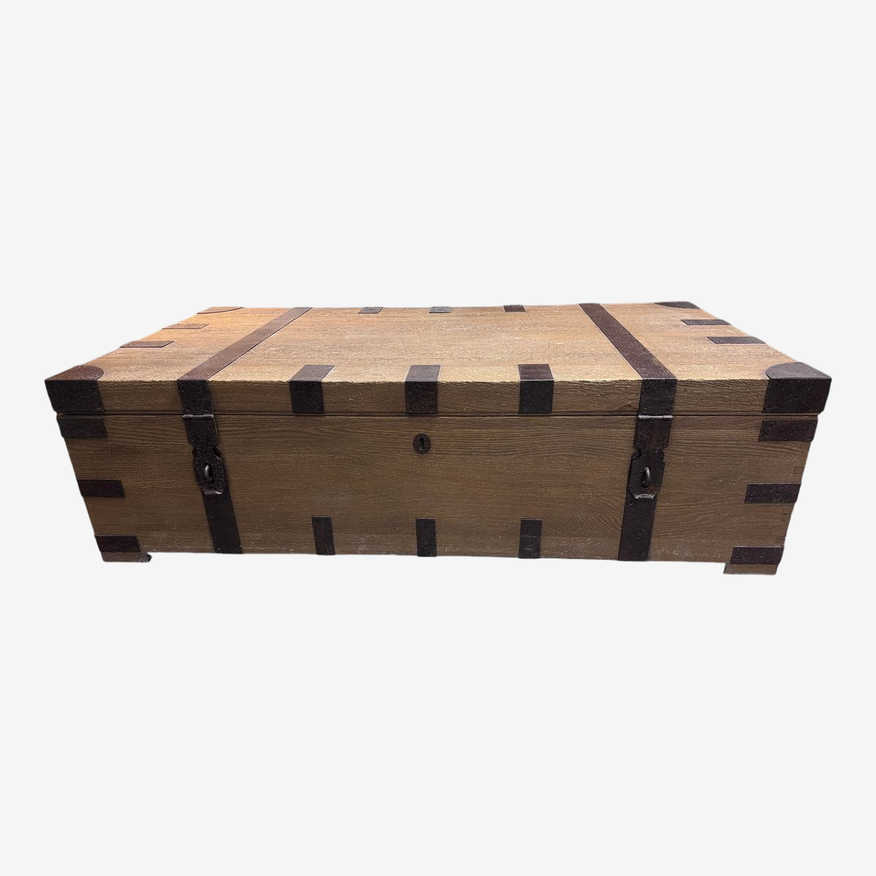 Restoration Hardware Heirloom Silver Chest Coffee Table Trunk – Antiqued Oak - image 0