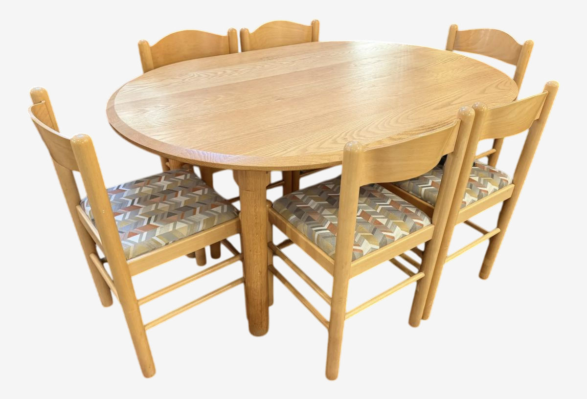 Vintage Oval Oak Dining Table + 6 Italian Chairs - $1299 | Kashew | Kashew