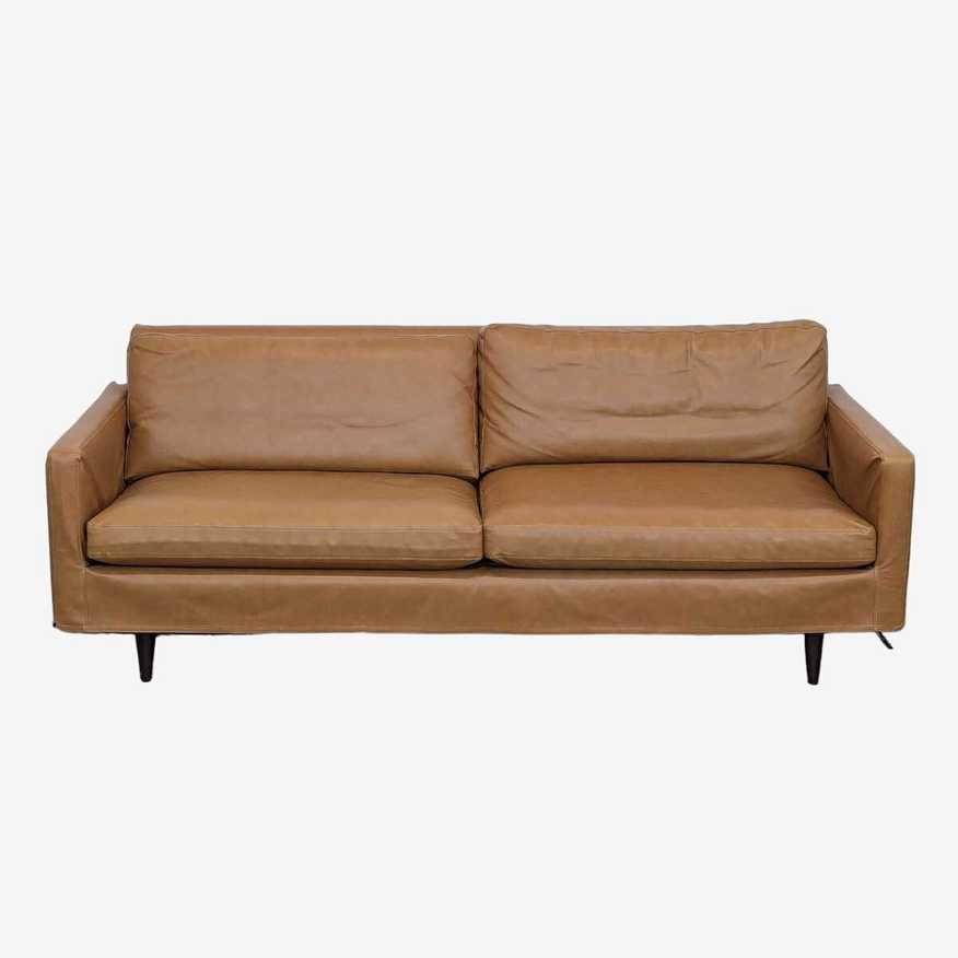 Crate & Barrel Petrie sofa with Custom Camel Colored Vegan Leather Slipcover - image 0