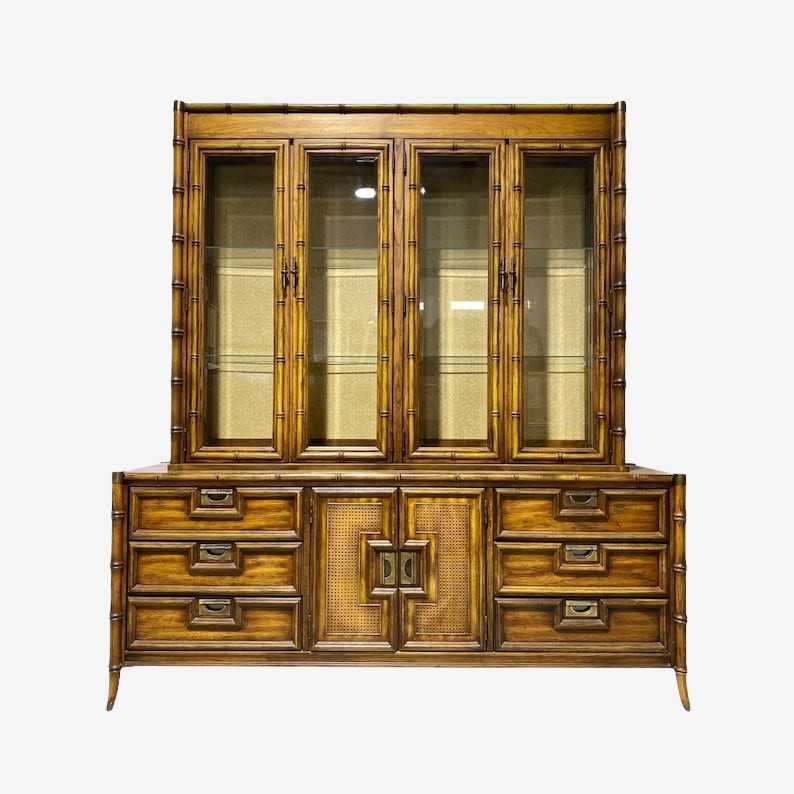 Stanley faux bamboo china cabinet online