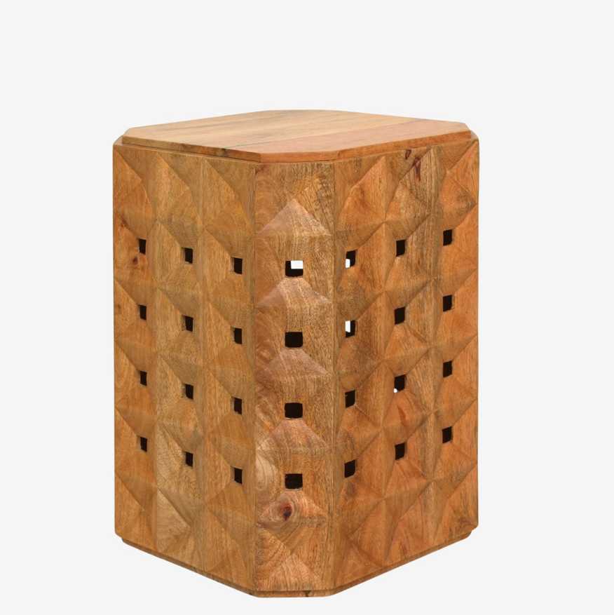 West Elm Carved Wood Side Table - image 0