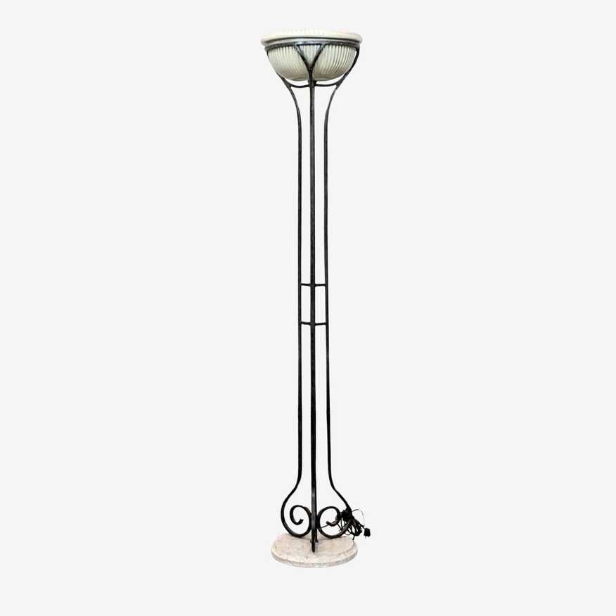 Fluted Ceramic Torchiere Floor Lamp - image 0