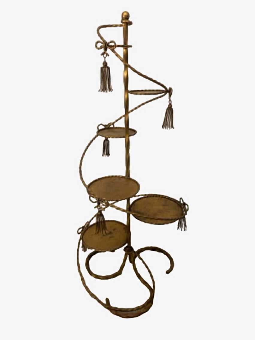 Vintage Gold Iron Plant Stand with 6 Tiers - image 0