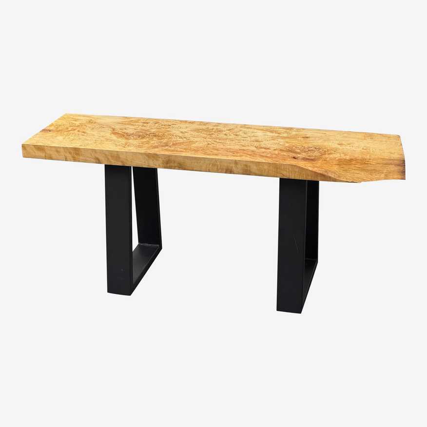 Ponderosa Millworks Live Edge Lombardy Poplar Wood + Metal Legs Bench/Table - image 0
