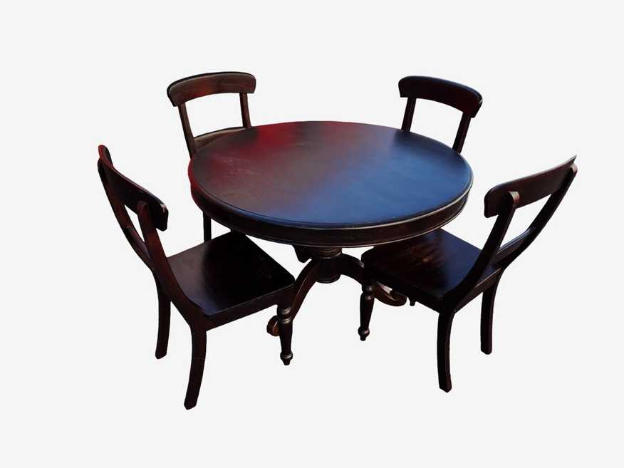 Crate & Barrel Black Pedestal Dining Table w 4 Chairs JW169-18 - image 0