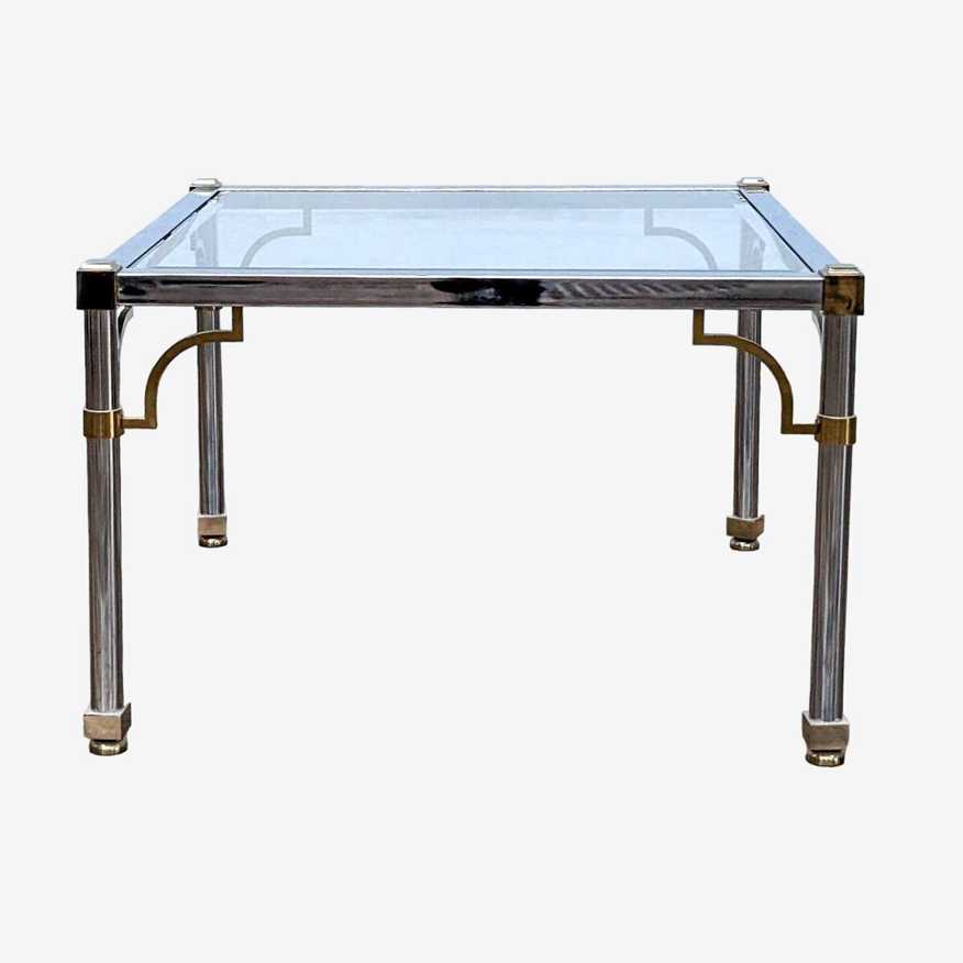 Chrome and Brass Glass Top End Table - image 0