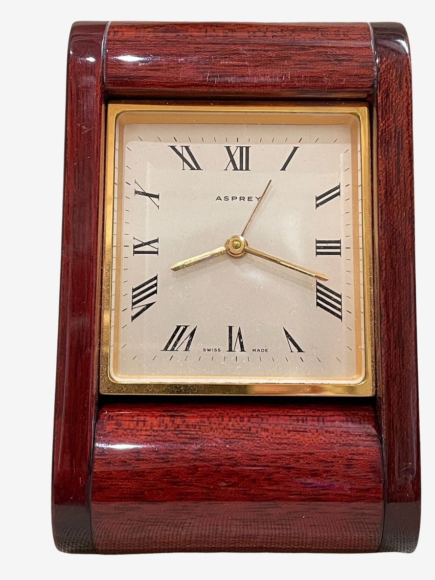 Vintage Antique Asprey Swiss Quartz Rosewood Case Folding Travel Watch Clock - image 0