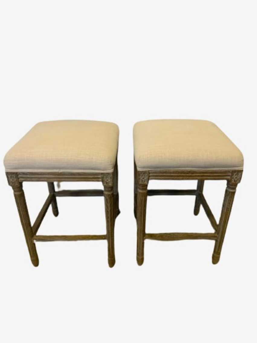Set Of 2 World Market Paige Counter Height Stools In Natural Linen - image 0