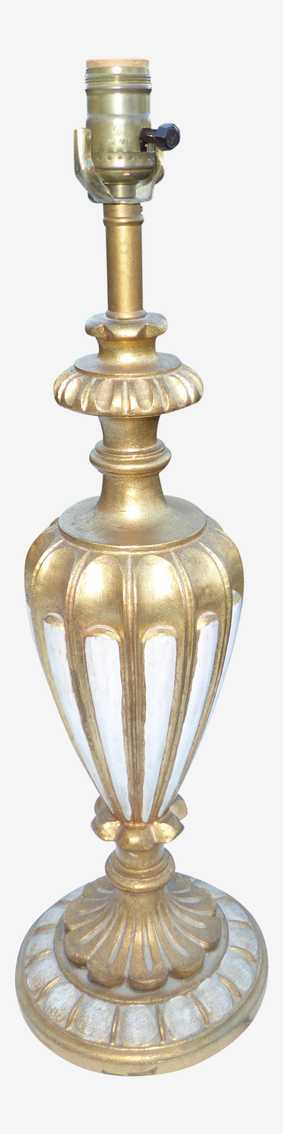 Vintage Italian French Rococo Style Gold & White Table Lamp - image 0