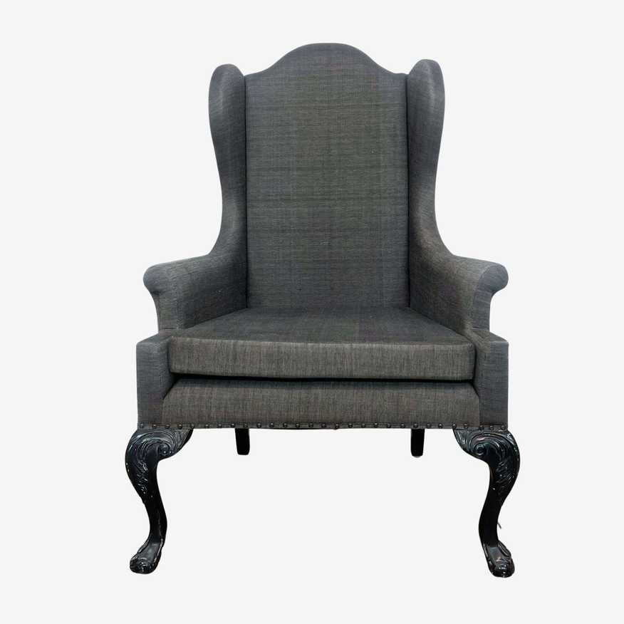 Transitional Charcoal Gray Wingback Chair - image 0