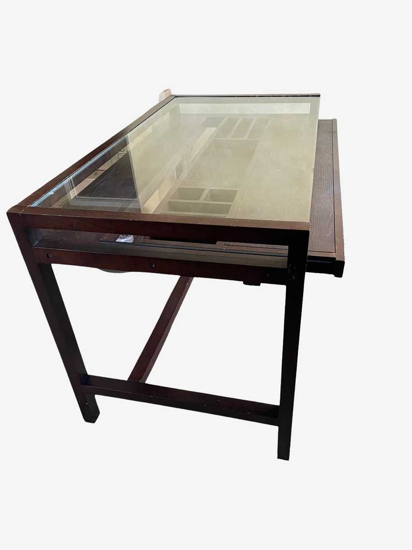 Crate & Barrel Glass Top Desk w Pull Out Keyboard & Storage MD219-32 - image 0