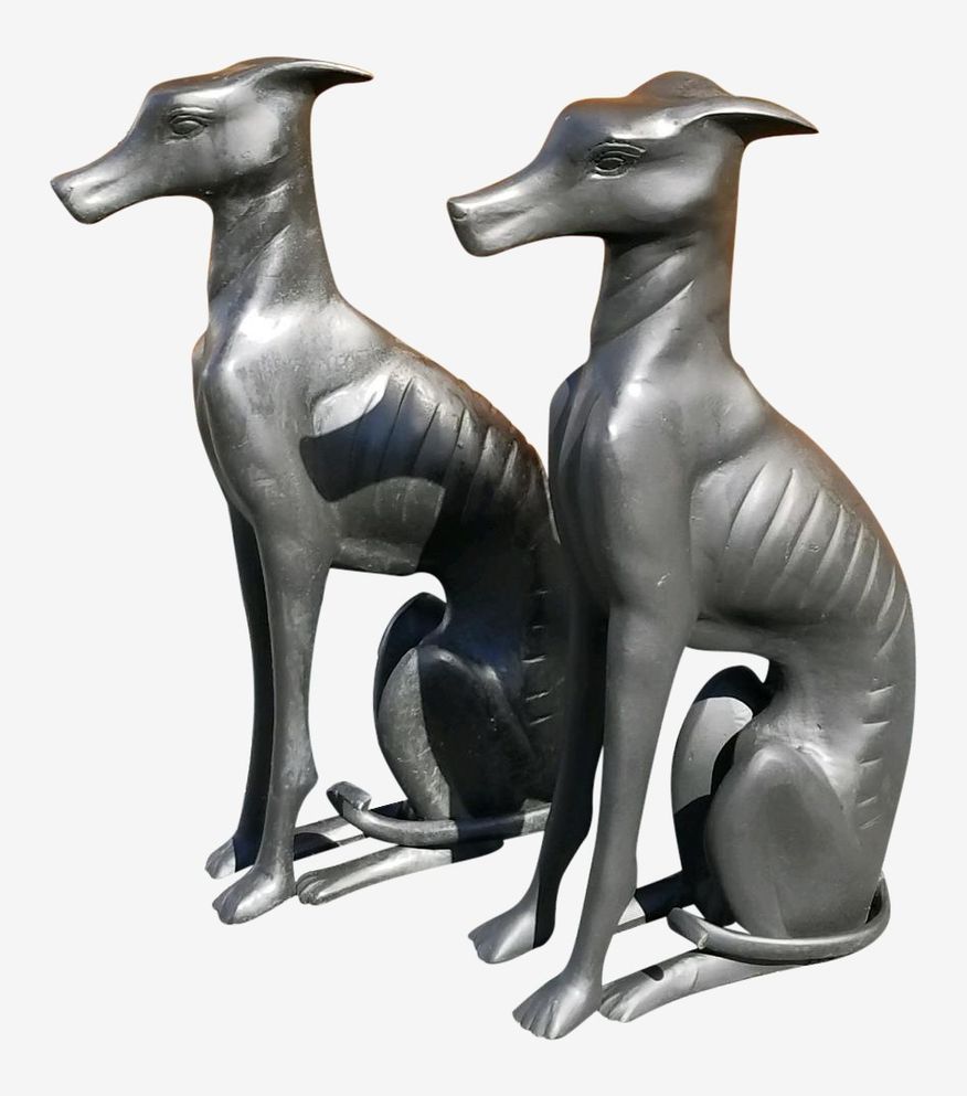 Vintage Bronze Black Greyhound Dog Statues - a Pair - image 0