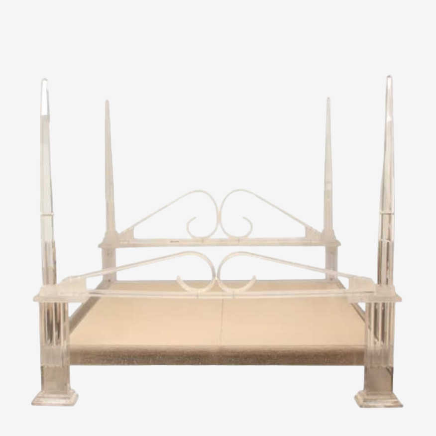 Sylvana Lucite Four Poster King Size Bed Frame - image 0