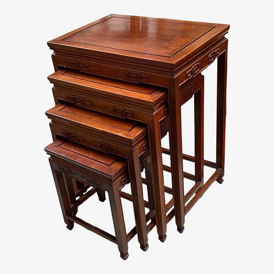 Vintage Chinese Rosewood Nesting Tables, Set of Four - image 0
