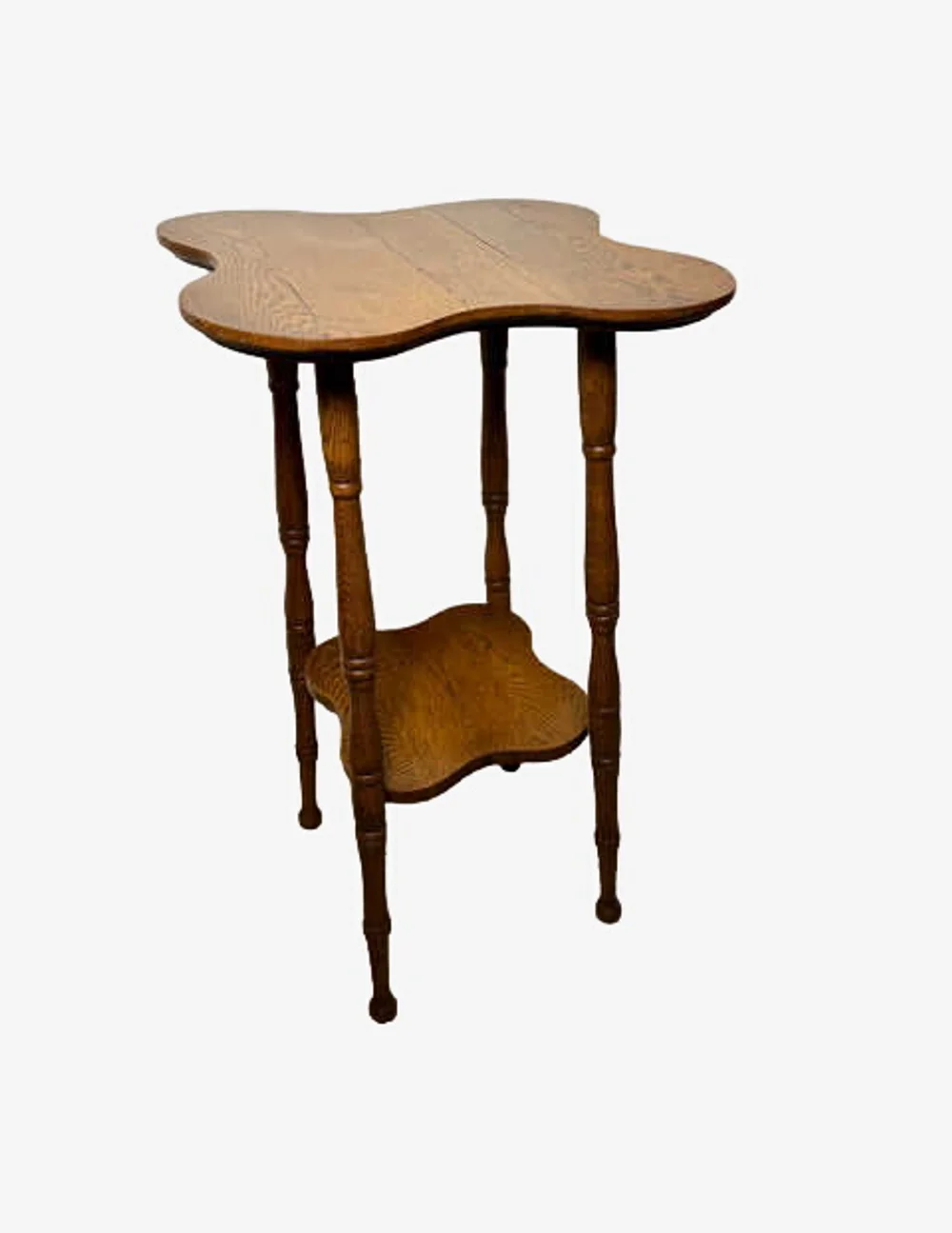 Wooden Clover Leaf End Table With Shelf - image 0