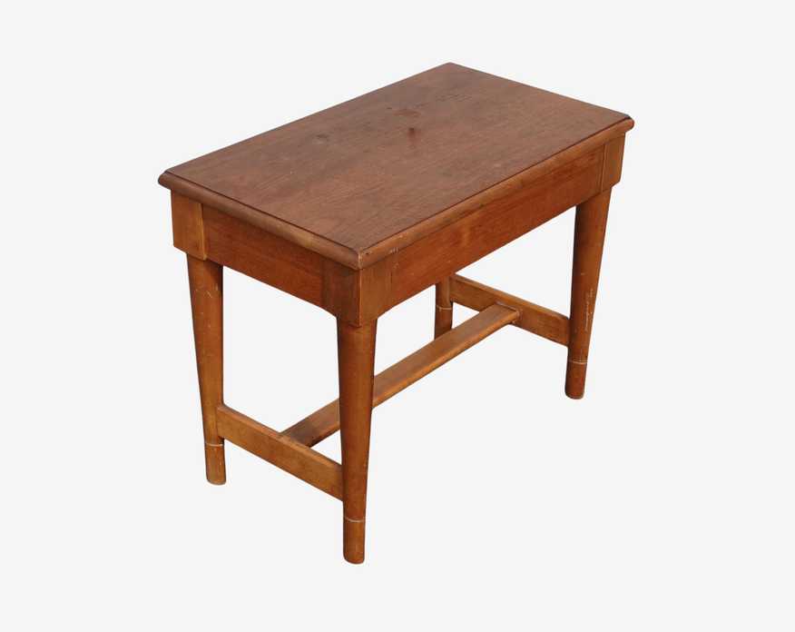 Vintage French Country Brown Piano Bench w Storage Mid Century Modern - image 0