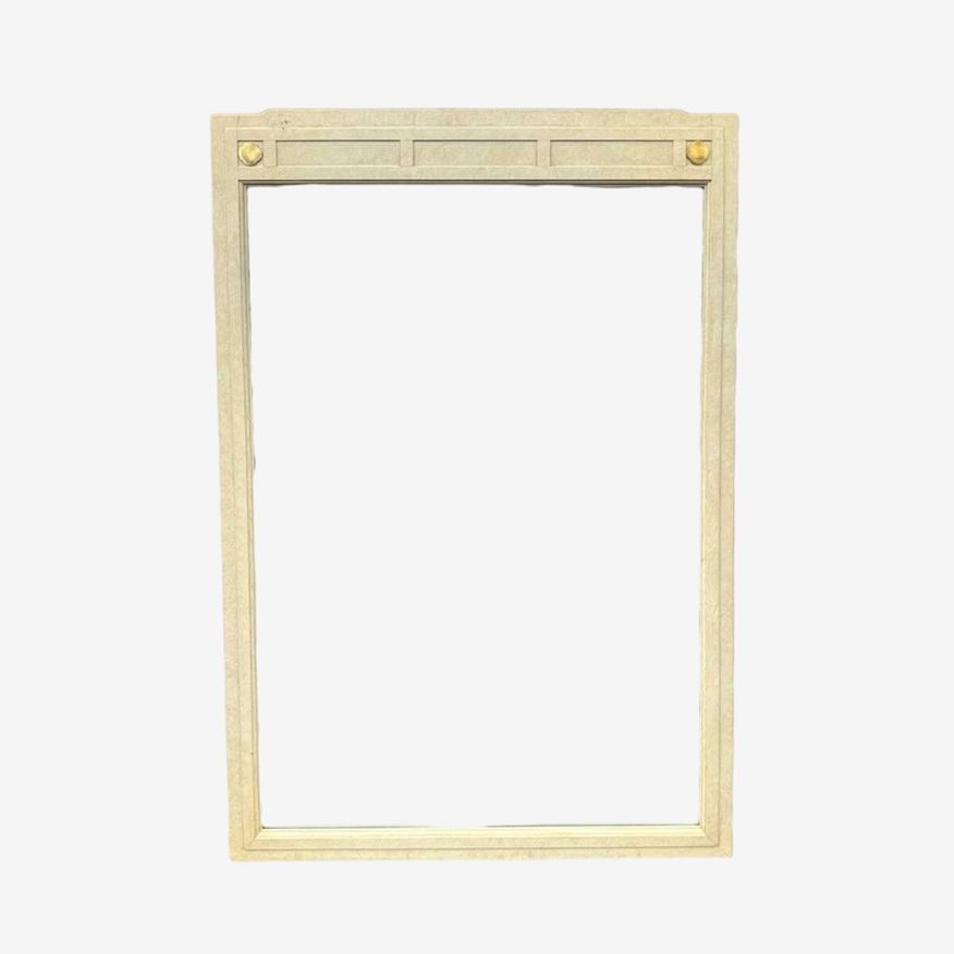 Chinoiserie Mirror 46x31 LOCAL PICKUP Vintage White Furniture Ivory Brass Asian Style - image 0