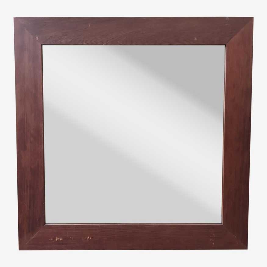Vintage Primitive Plain Matte Wood Beveled Edge Wall Mirror - image 0