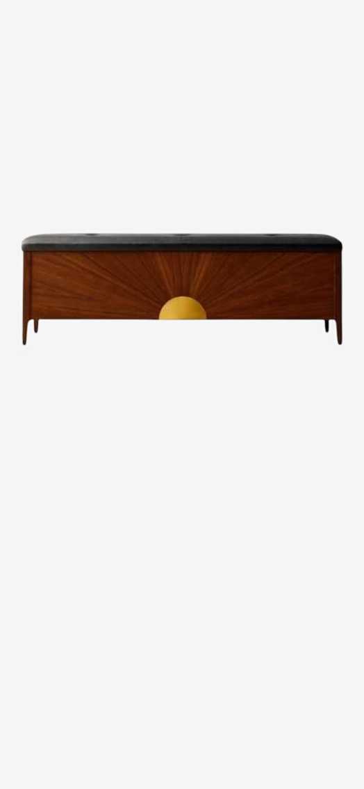 CB2 Sunburst Brown Leather Storage Bench - image 0