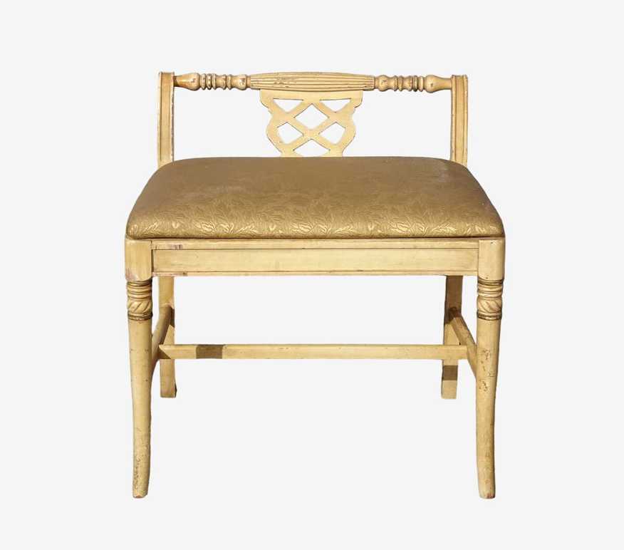 Vintage French Country Gold Vanity Chair Bench - image 0