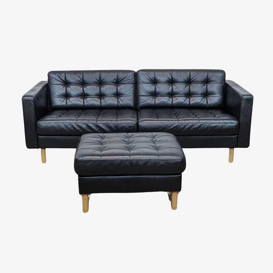 Ikea Modern Black Sofa And Ottoman - image 0